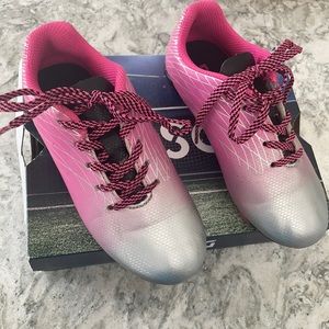 Girls Soccer Cleats - Pink & Silver (EUC)